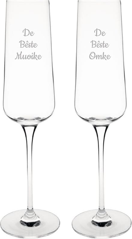 Gegraveerde Champagneglas 27cl De Bêste Muoike-De Bêste Omke