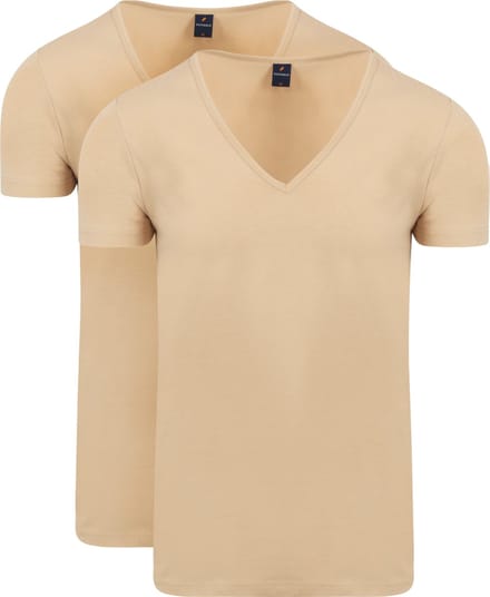 Suitable Vitaru Onzichtbaar Ondershirt Diepe V-Hals 2-Pack - Maat XL - Heren - Onzichtbare (huidskleur) t-shirts met stretch