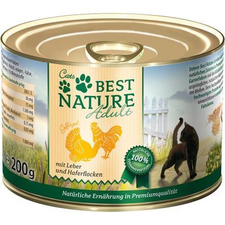 6x 200g Best Nature Cat Adult Gevogelte & Lever natvoer voor katten