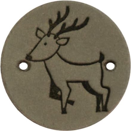 Durable Leren Rond Label met Hert/Rendier – 2 cm – Set van 2 Stuks