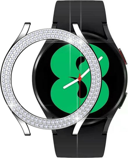 Strap-it Diamond PC Hard Case – Geschikt voor Samsung Galaxy Watch 4 44mm – Full Protect – Zilver