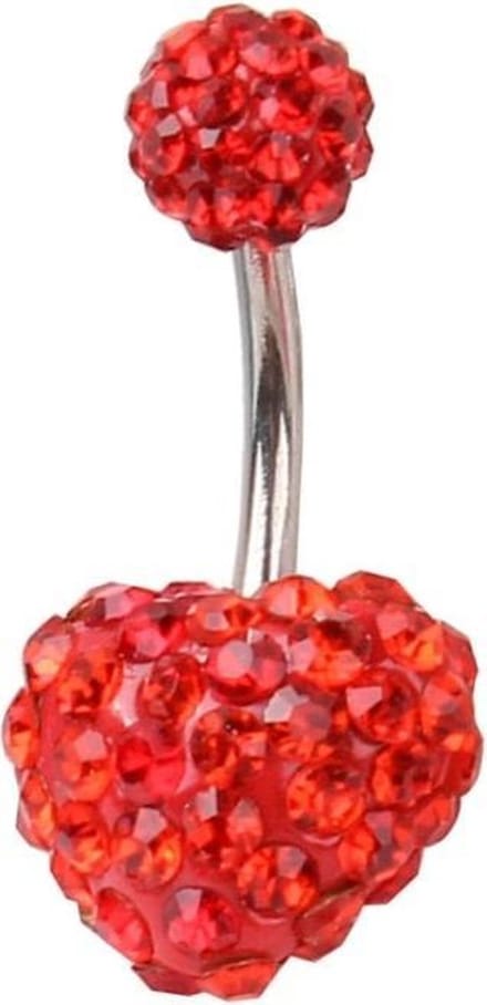 Fako Bijoux® - Navelpiercing - Disco Dots Duo - Hart - Rood