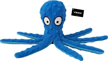 VEDIC® - Octopus Blauw Honden Knuffel - Piepspeelgoed - Geen vulling - 32CM