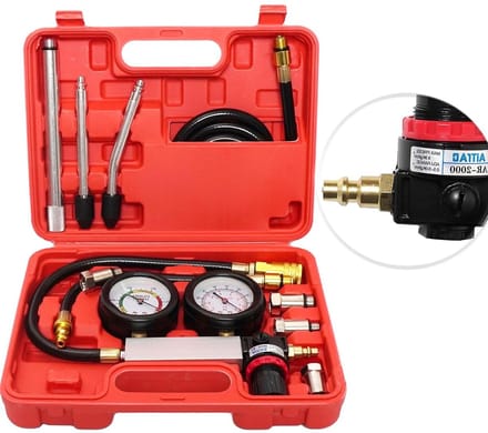 Compressie Tester Kit - Motor Diagnose - Cilinder Lektest - Dubbele Meter - 0-100 PSI - Zwart