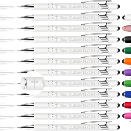 Gepersonaliseerde Pennen - Bedrukte Schrijvers - Cadeau Geven - Met Touchscreen Stift - Per Stuk - Wit