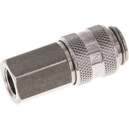 RVS DN 5 Luchtkoppeling Snelkoppeling G 1/8 inch Binnendraad Double Shut-Off - CLS5-F-S-SV-018