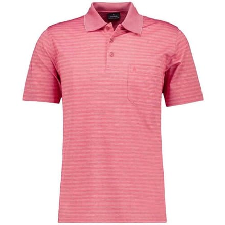 Ragman Polo Duo Fine Line Soft Knit Easy Care Bright Red Melange / male