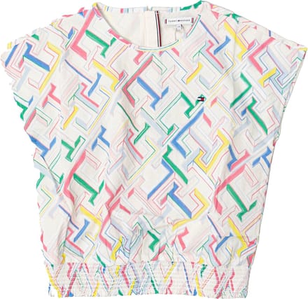 Tommy Hilfiger MULTI MONOGRAM SLVSS SHIRT Meisjes Top - White - Maat 12