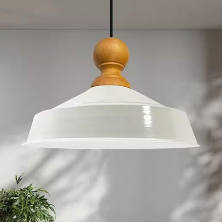 Bamyum Hangende Metalen Lamp Ø41 cm, E27, Vintage Lamp, Wit Binnenkant