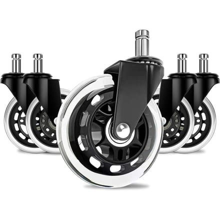 Bureaustoelwielen Vervanging PU Silent Glide Casters 5PCS 3INCH Diameter Breed Universeel Geschikt voor transparant