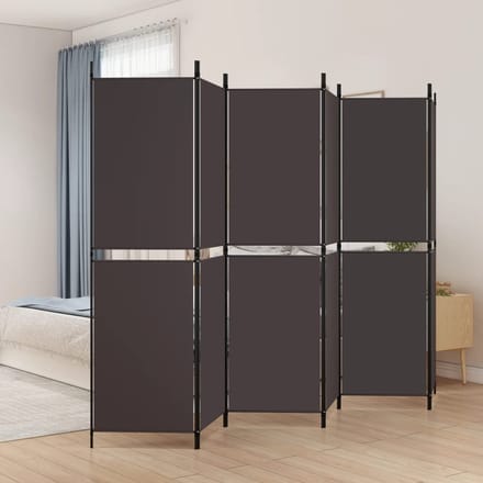 vidaXL - Kamerscherm - met - 6 - panelen - 300x180 - cm - stof - bruin