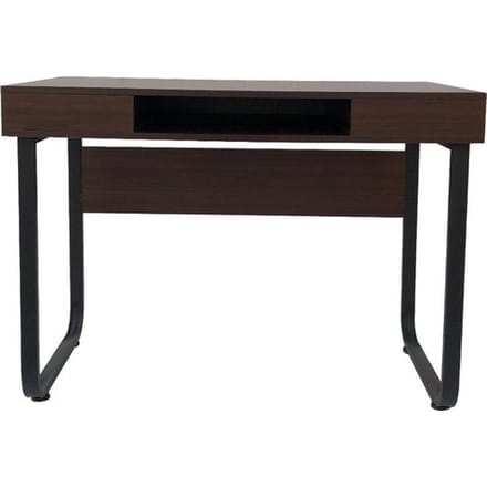 Bureau computer tafel Stoer - laptop buro - industrieel vintage - zwart metaal bruin hout