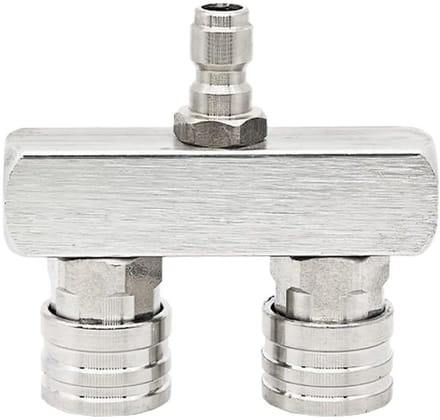 Hogedrukkoppeling Dubbel - Snelkoppeling 2-in-1 - Buiten Reinigen - Aluminium Constructie - 1/4 Inch - Zilver
