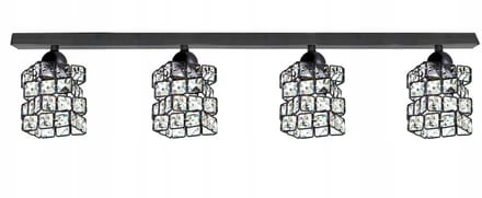 SPELL 201A LED Plafondlamp Zwart met Kristallen, 4xE27
