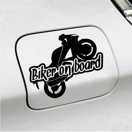 Bumpersticker - Biker On Board - 11,9 X 14,8 - Zwart