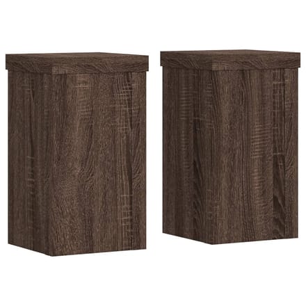 vidaXL - Plantenstandaards - 2 - st - 10x10x18 - cm - bewerkt - hout - bruin - eiken