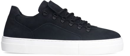 Manfield - Heren - Zwarte nubuck sneakers - Maat 45