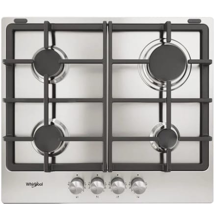 gaskookplaat 58cm 4 branders 7800w RVS - whirlpool - TGML660IX