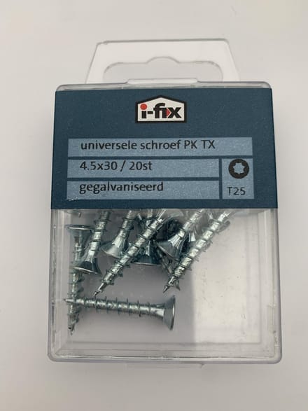 Universele schroef PK TX 4.5x30mm 20stuks gegalvaniseerd
