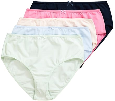 Ulla Popken - Dames - Midislips set van 5 stippen/effen - Lichtblauw - Maat 42+