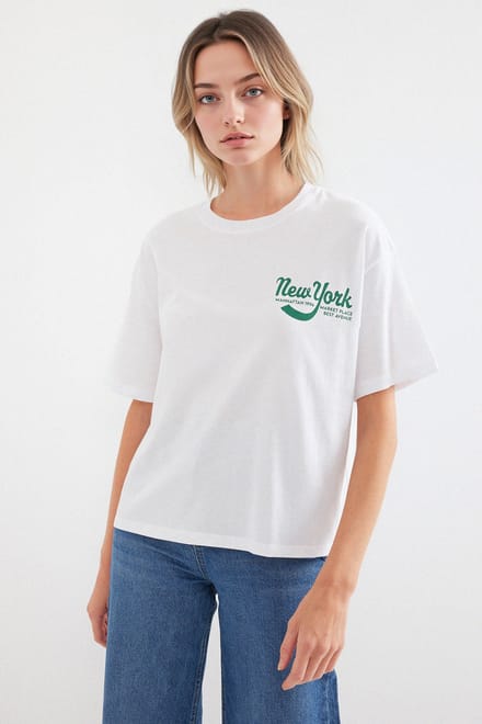 Gedrukt Crew Neck Loose Fit T-Shirt