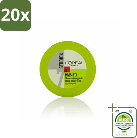 20 x L'Oréal Studio Line Invisi Fix Clean Sculpting Paste 75 ml - Grootverpakking - Gel Paste - Wax - Styling - Haar Fixatie - Gezond Haar