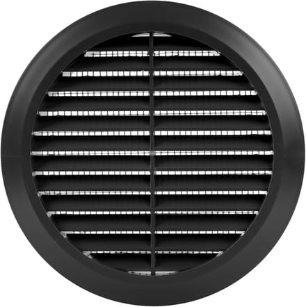 Rond Ventilatierooster 125 mm Zwart met Inbouwframe en Insectenhor