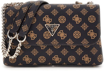 GUESS Schoudertas Daryna II Convertible Xbody Flap Bag Mocha Logo Donkerbruin