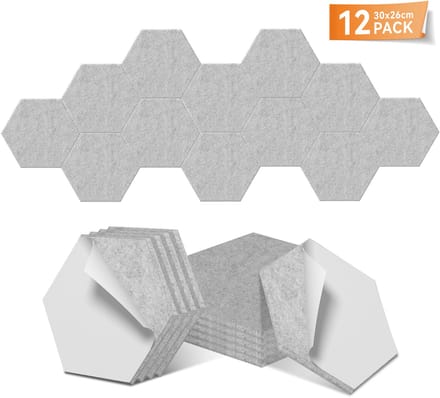 ACXIN 3D Akoestische Geluidsabsorber Panelen - Zelfklevend Schuim - Lichtgrijs Hexagon - 0,9cm Polyester