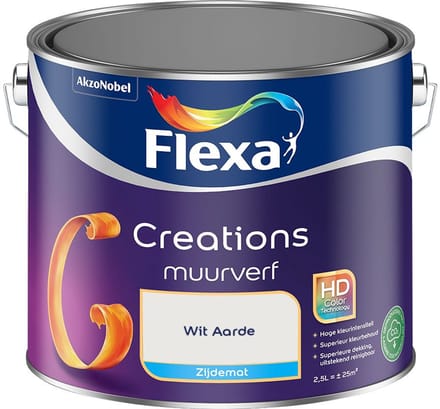Flexa - Creations Muurverf Zijdemat - Wit Aarde - Mengverf - 2,5 L