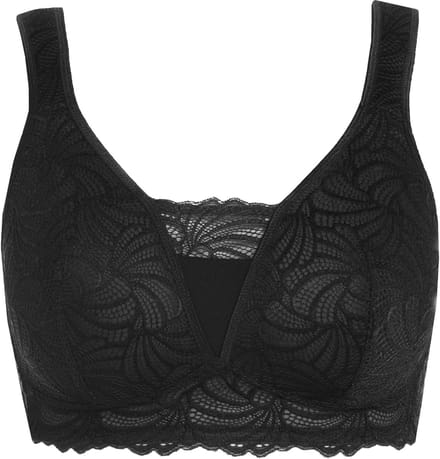 Ulla Popken - Dames - Bralette kant zonder beugel - Zwart - Maat 100C