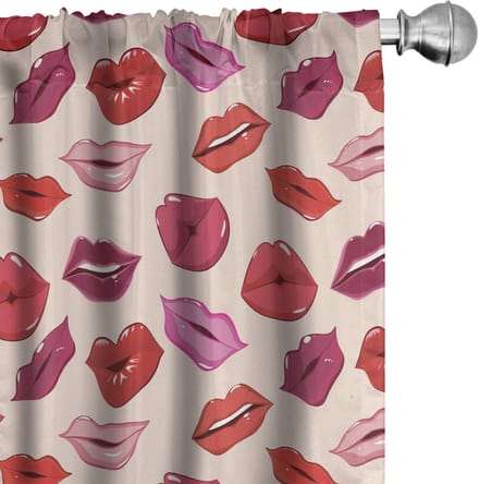 ABAKUHAUS Kusgordijnen Vivid Lips – 2x75x245 cm – Lichtroze