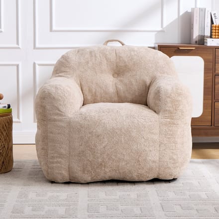 Zitzak Fauteuil - Lazy Sofa met Armleuningen - Versnipperd Schuim - Woonkamer & Slaapkamer - Beige