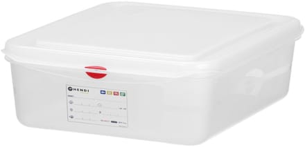 Hendi GN 1/2 container 12.50 liter transparant met deksel en HACCP kleurclips