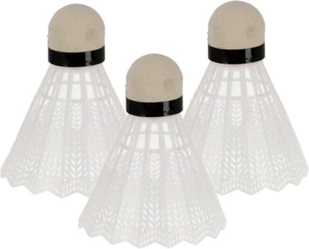 Badminton shuttles setje - 3x shuttles - kunststof - wit - badmintonnen