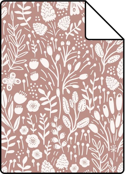 Proefstaal ESTAhome behang bloemetjes oudroze - 26.5 x 21 cm - 131255-S