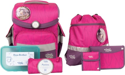 School-Mood Schooltas Timeless mit LED Patchy Schulranzen-Set 7-delig Luisa Paars