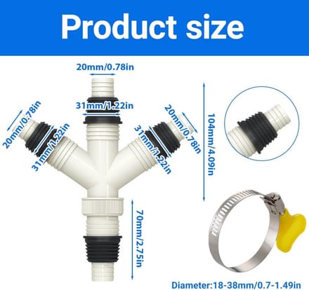 Dubbele Afvoeradapter voor Wasmachine en Vaatwasser - Universele Aansluiting