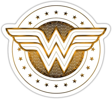 DC Comics Wonder Woman Classic Logo Gold Sticker maat S (10 x 10 cm)