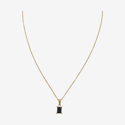 Essenza Rectangle Black Stone Necklace Gold