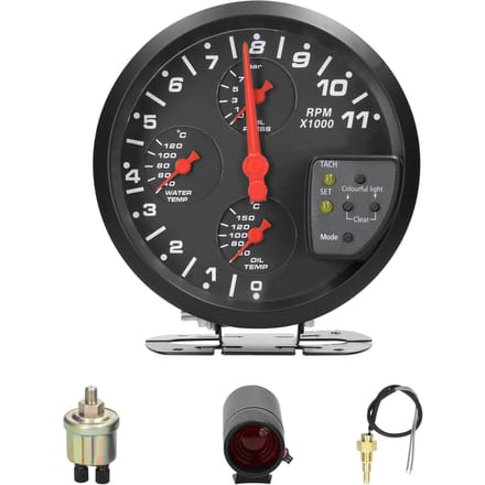 5 inch 4-in-1 auto multifunctionele meter toerenteller oliedruk olietemperatuur watertemperatuur black
