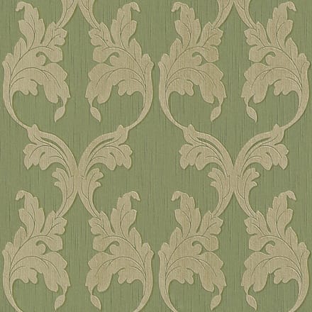 Textiel look behang Profhome 956284-GU textiel behang gestructureerd in textiel look mat groen 5,33 m2