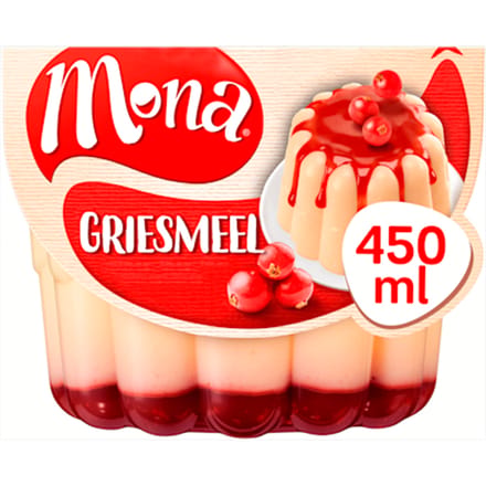 Griesmeelpudding met rode bessensaus