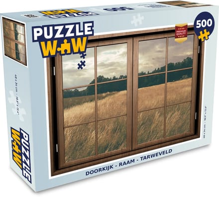 Puzzel Doorkijk - Ramen - Tarweveld - Legpuzzel - Puzzel 500 stukjes