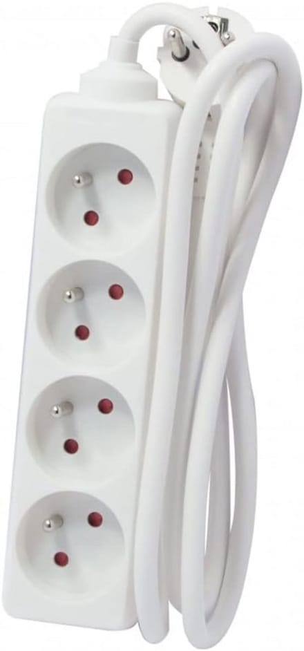 Witte Stekkerdoos met 4 Stopcontacten en 1,5 Meter Kabel