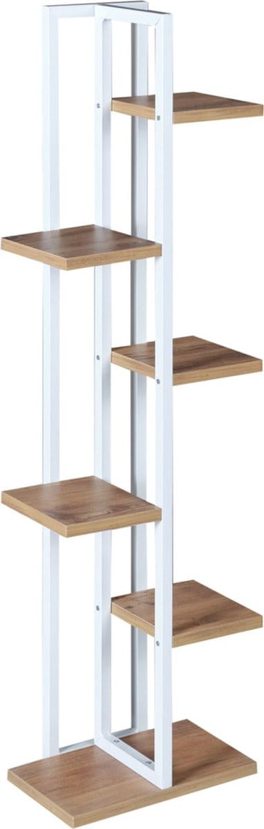 Plantenstandaard Tohmajärvi 120x34x21cm wit en walnootkleurig