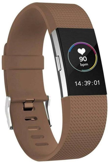 Siliconen polsbandje voor de Fitbit Charge 2 - Met gespsluiting - KELERINO. - Bruin - Large