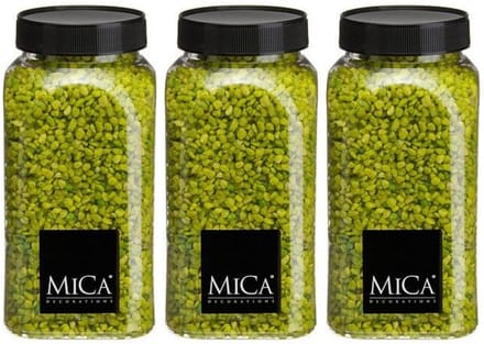 Mica Decorations decoratie stenen/granulaat - 3x - 650ml - groen - hobby steentjes