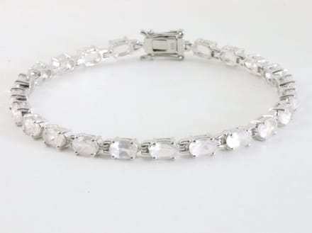 Zilveren tennisarmband met rozenkwarts