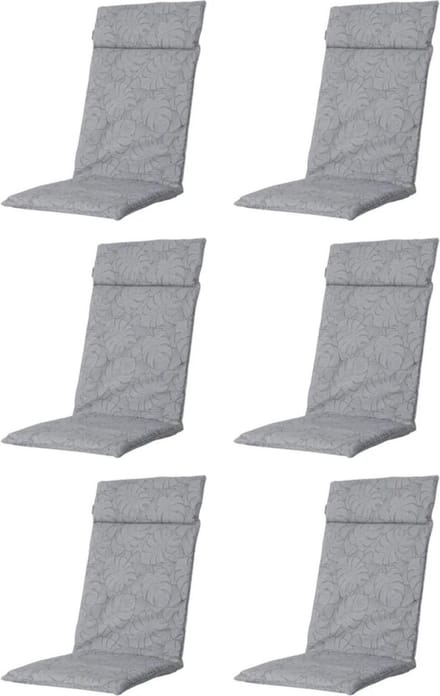 Madison - Tuinkussen - Lage Rug - 6 st - Outdoor Palm Grey - 105x50cm